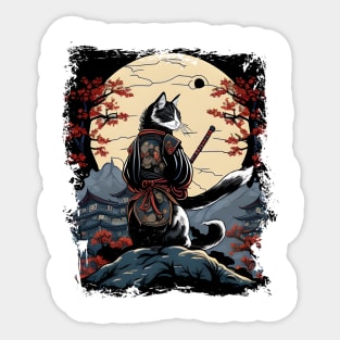 Japanese Cat Samurai Katana Catana - Love Cats Sticker